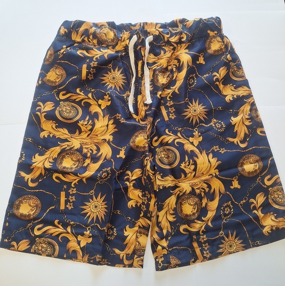 Mens 2pc short set - gold and navy blue. New without tags. - Picture 2 of 3